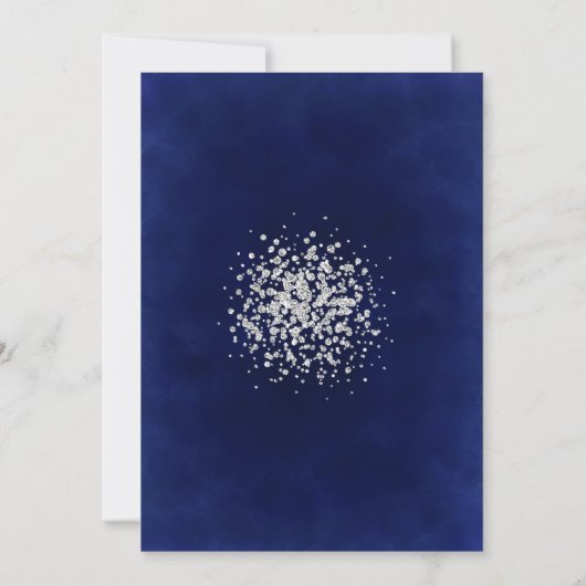 Splash van Silver Glitter op Royal Blue Kaart (Achterkant)