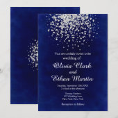 Splash van Silver Glitter op Royal Blue Kaart (Voorkant / Achterkant)