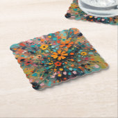 Splash van wilde bloemen onderzetter, bloemig, lev kartonnen onderzetters (Gebogen)