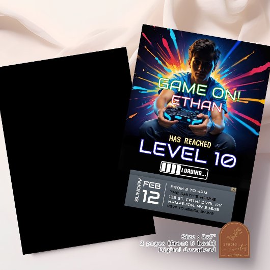 Splash Video Gaming Level Up Birthday Boy Kaart