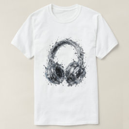 Splash Water Hoofdtelefoons Fluid Audio Muziek Kun T-shirt