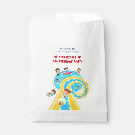 Splash Water Park Zomer Waterslide Verjaardagsfees Bedankzakje (Voorkant)