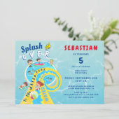Splash Water Park Zomer Waterslide Verjaardagsfees Kaart (Staand voorkant)