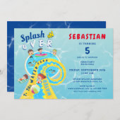 Splash Water Park Zomer Waterslide Verjaardagsfees Kaart (Voorkant / Achterkant)