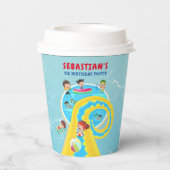 Splash Water Park Zomer Waterslide Verjaardagsfees Papieren Bekers (Achterkant)
