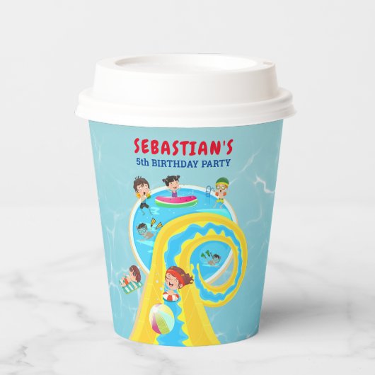 Splash Water Park Zomer Waterslide Verjaardagsfees Papieren Bekers (Voorkant)