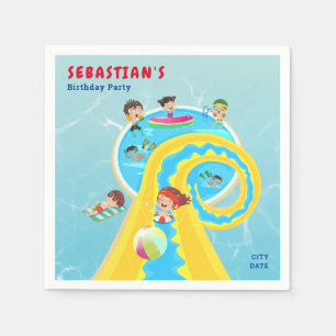 Splash Water Park Zomer Waterslide Verjaardagsfees Servet