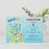 Splash Waterslide Waterpark Zomer Verjaardagsfeest Kaart (Staand voorkant)