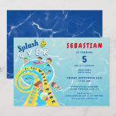 Splash Waterslide Waterpark Zomer Verjaardagsfeest Kaart (Voorkant / Achterkant)