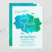 Splash Waterverf uitnodiging (Voorkant / Achterkant)