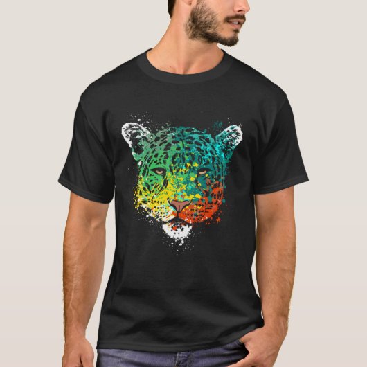 Splash wildcat Cheetah hoofd T-shirt (Voorkant)