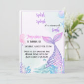 splash zeemeermin uitnodiging voor verjaardag (Staand voorkant)