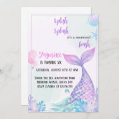 splash zeemeermin uitnodiging voor verjaardag (Voorkant / Achterkant)