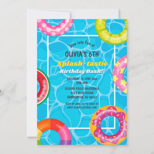 Splash Zwembad Party Zomer Zwemwater Verjaardag Kaart