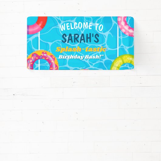 Splash Zwembad Party Zomer Zwemwater Verjaardag Spandoek (Insitu)