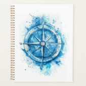 Splashed Compass - blauwe artistieke waterkleur Planner (Voorkant)