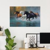 Splashes of Freedom Galoping Horses Art Poster (Thuiskantoor)