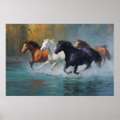 Splashes of Freedom Galoping Horses Art Poster (Voorkant)