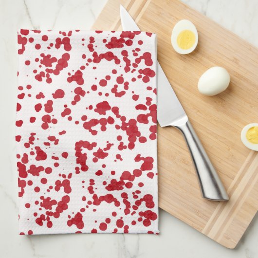 Splashes rode verf. theedoek (Quarter Fold)