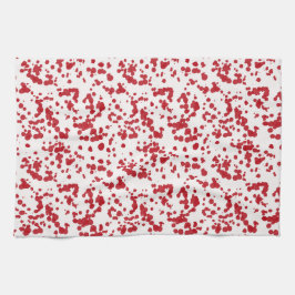 Splashes rode verf. theedoek