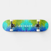 Splashes van Blue Yellow Turquoise Green - sterren Persoonlijk Skateboard (Horizontaal)