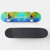 Splashes van Blue Yellow Turquoise Green - sterren Persoonlijk Skateboard (Horizontaal)