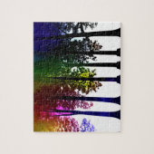 Splashes van kleur op Black Tree Silhouetten Legpuzzel (Verticaal)