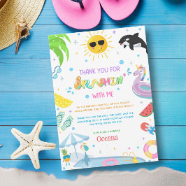 Splashin' in een eerste verjaardagsfeestje bedankkaart