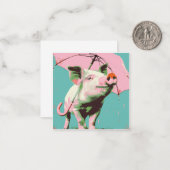 Splashing Adventures: Minimalistisch varkensplezie Notitiekaartje (Voorkant / Achterkant in situ)