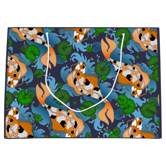 Splashing Asian Koi Fish Pond Lily Large Cadeautasje (Voorkant)