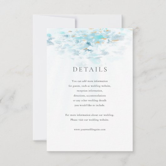 Splashing Blue Waves Coastal Wedding Details Card RSVP Kaartje (Voorkant)
