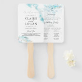Splashing Blue Waves Coastal Wedding Program Handwaaier (Voorkant en achterkant)