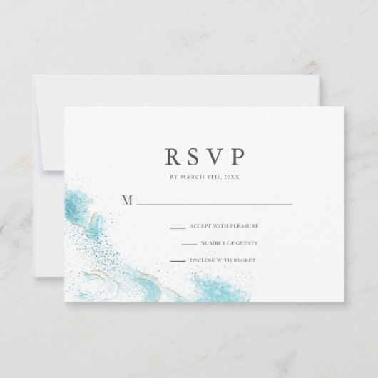 Splashing Blue Waves Coastal Wedding RSVP Card (Voorkant)