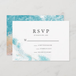 Splashing Blue Waves Coastal Wedding RSVP Card
