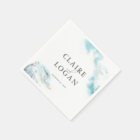 Splashing Blue Waves Coastal Wedding Servet (Hoek)