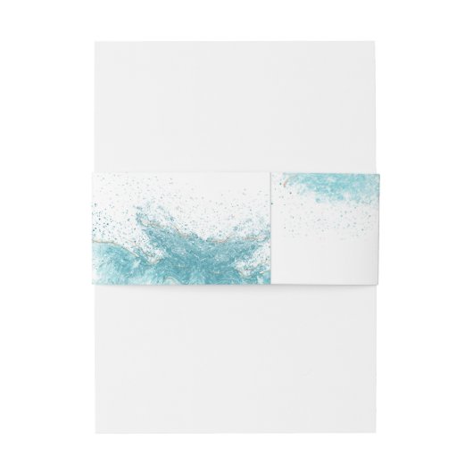 Splashing Blue Waves Coastal Wedding Uitnodigingen Wikkel (Achterkant Voorbeeld)