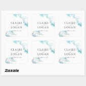 Splashing Blue Waves Coastal Wedding Vierkante Sticker (Vel)