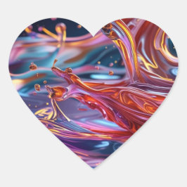 Splashing Color Liquids Hart Sticker
