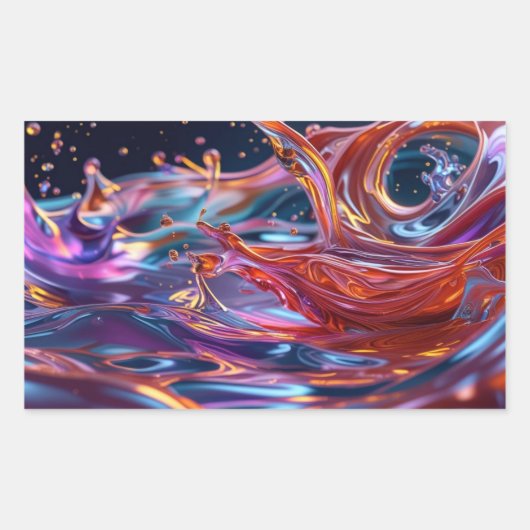 Splashing Color Liquids Rechthoekige Sticker (Voorkant)