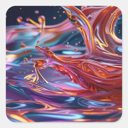 Splashing Color Liquids Vierkante Sticker (Voorkant)