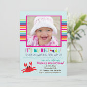 Splashing Crab Summer Birthday Party (Meisjes) Kaart (Staand voorkant)