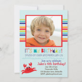 Splashing Crab Summer Birthday Party Uitnodiging (Voorkant)