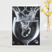 Splashing diamanten trouwring in glas kaart (Gele Bloem)