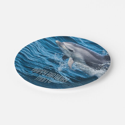 Splashing Dolphin Persoonlijke Birthday Party Papieren Bordje (Gekanteld)