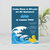 Splashing Duck Uitnodiging voor 2e verjaardagsfees (Staand voorkant)