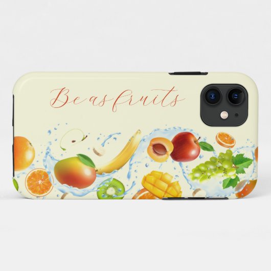 Splashing fruit verticale iPhone Case (Achterkant (horizontaal))