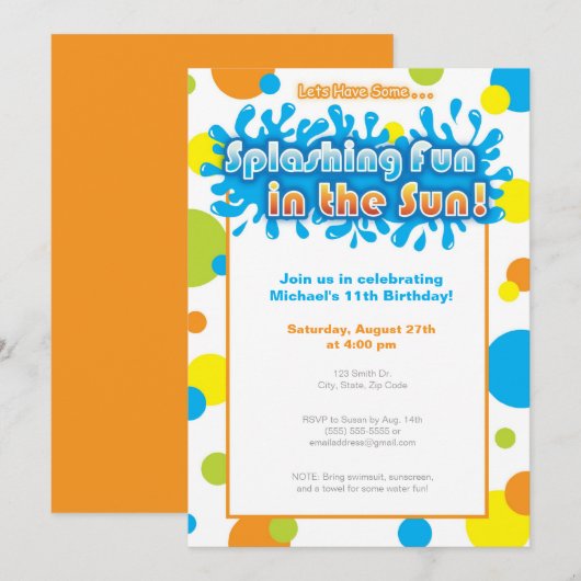 Splashing Fun in de zon Kaart (Voorkant / Achterkant)