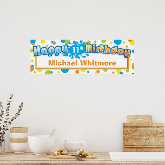 Splashing Fun in Sun Birthday Banner Poster (Keuken)