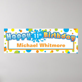 Splashing Fun in Sun Birthday Banner Poster