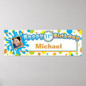 Splashing Fun in Sun Birthday Photo Banner Poster (Voorkant)
